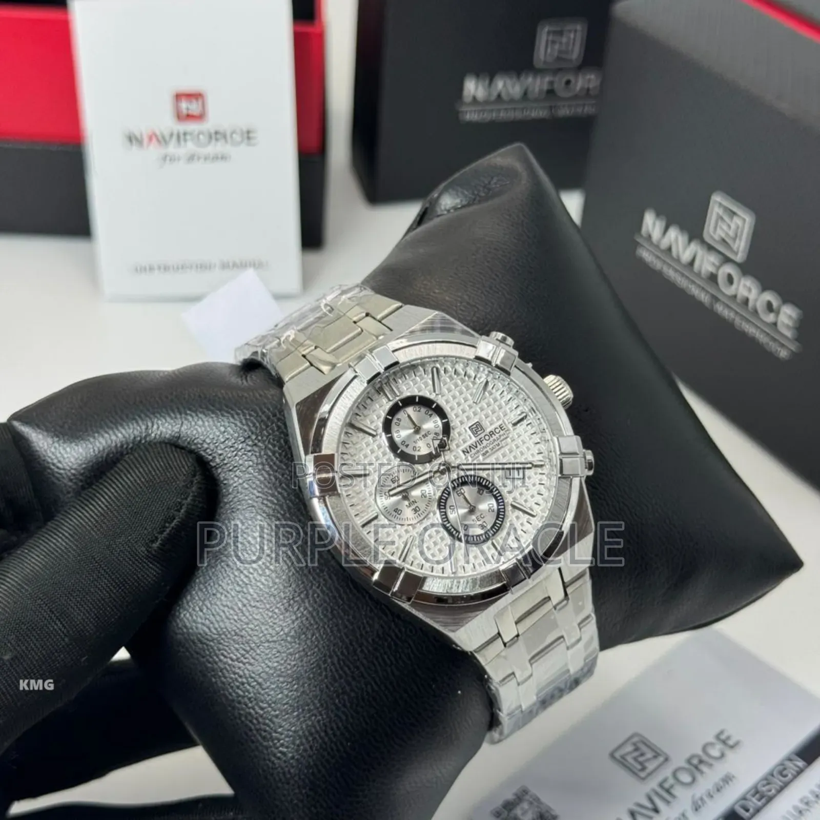 Naviforce Chronograph Nf8042 Features A Two-tone Steel Strap Watch