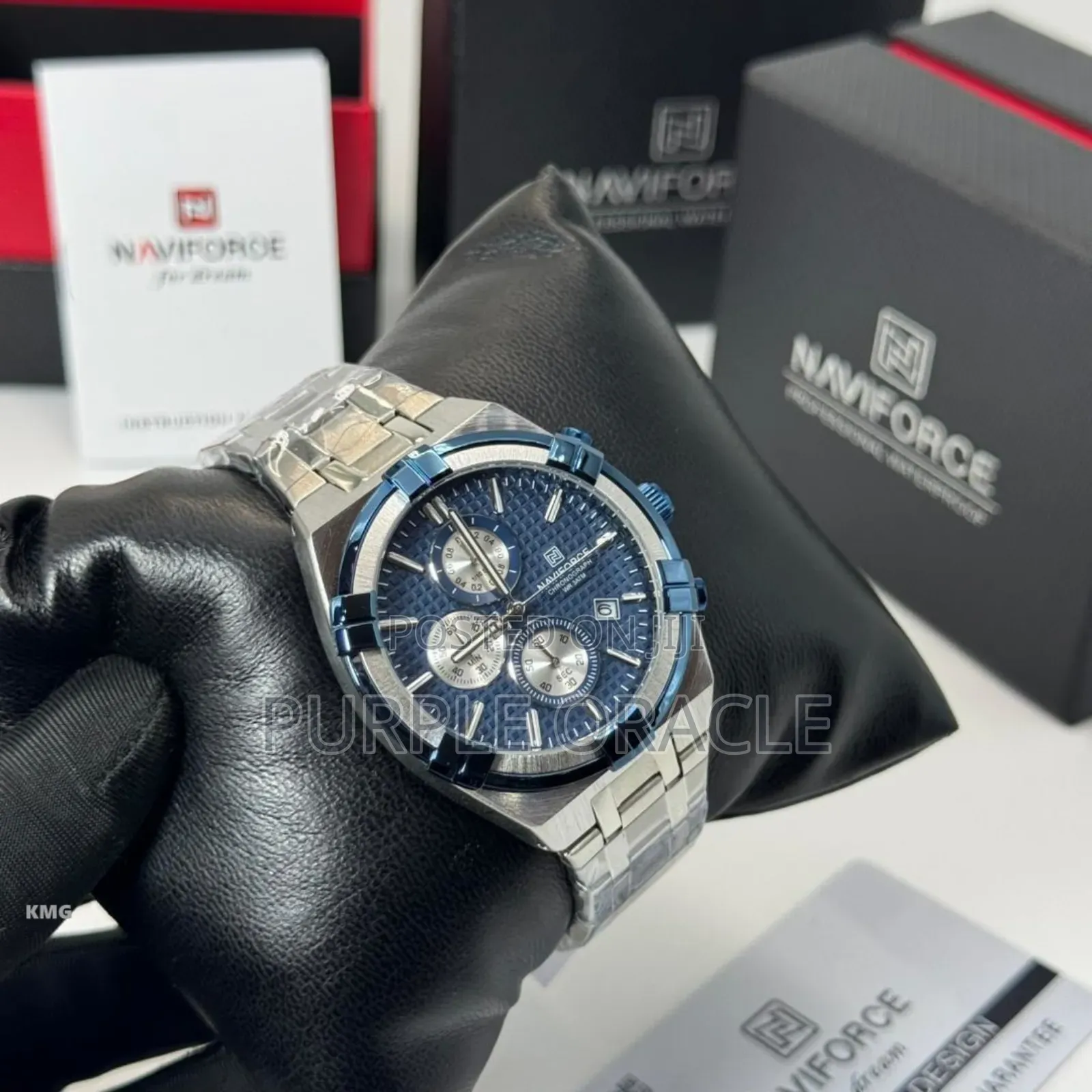 Naviforce Chronograph Nf8042 Features A Two-tone Steel Strap Watch