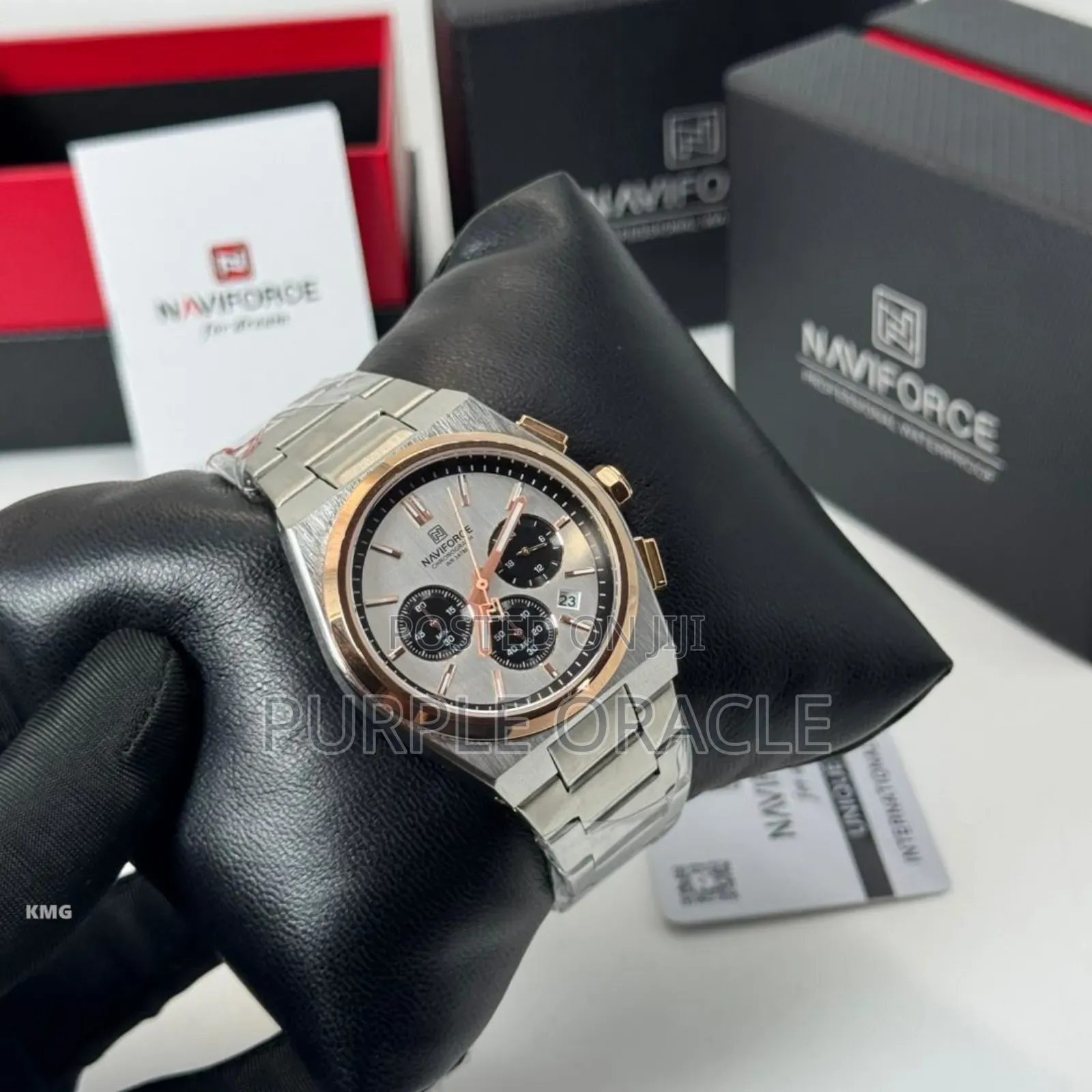 Naviforce Nf8048 Stainless Steel Chronograph Wristwatch.