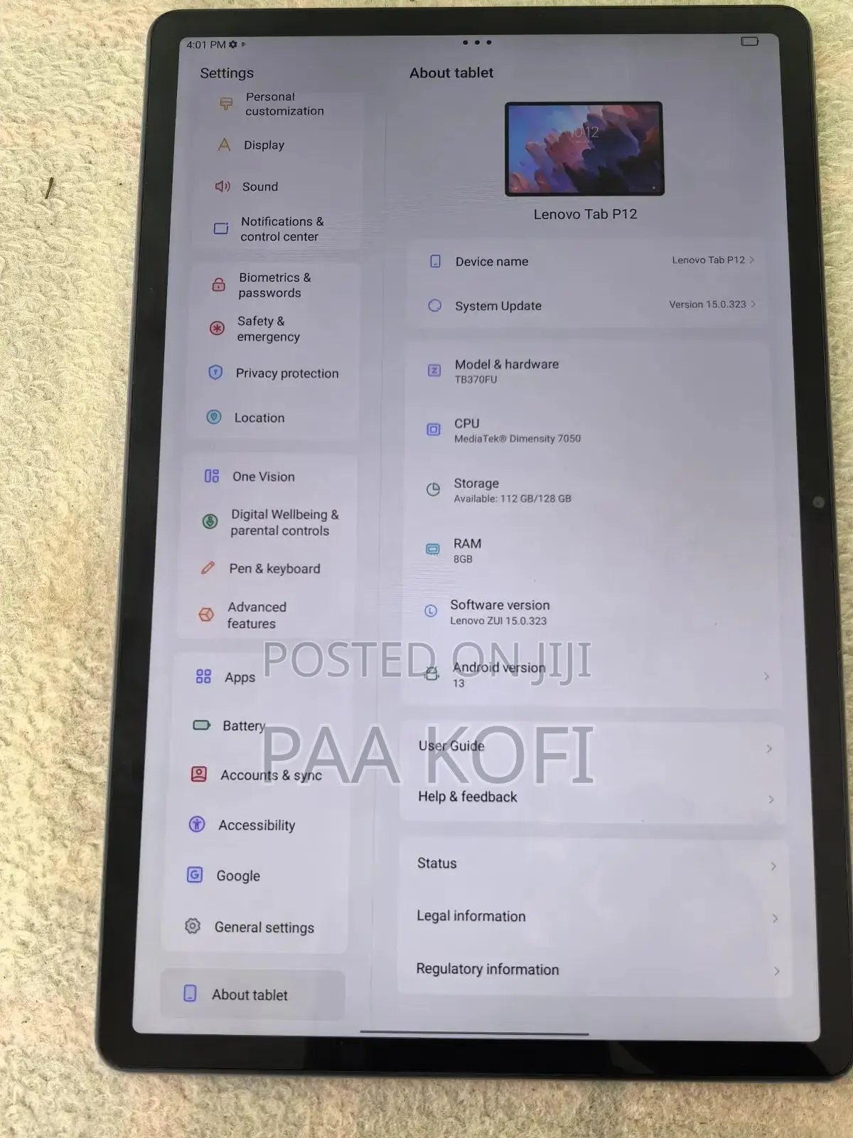 New Lenovo Tab P12 128 GB Gray