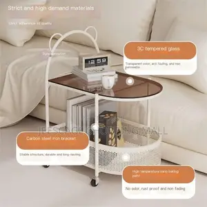 Small Side Tables Light Luxury Cream Style Movable Trolley