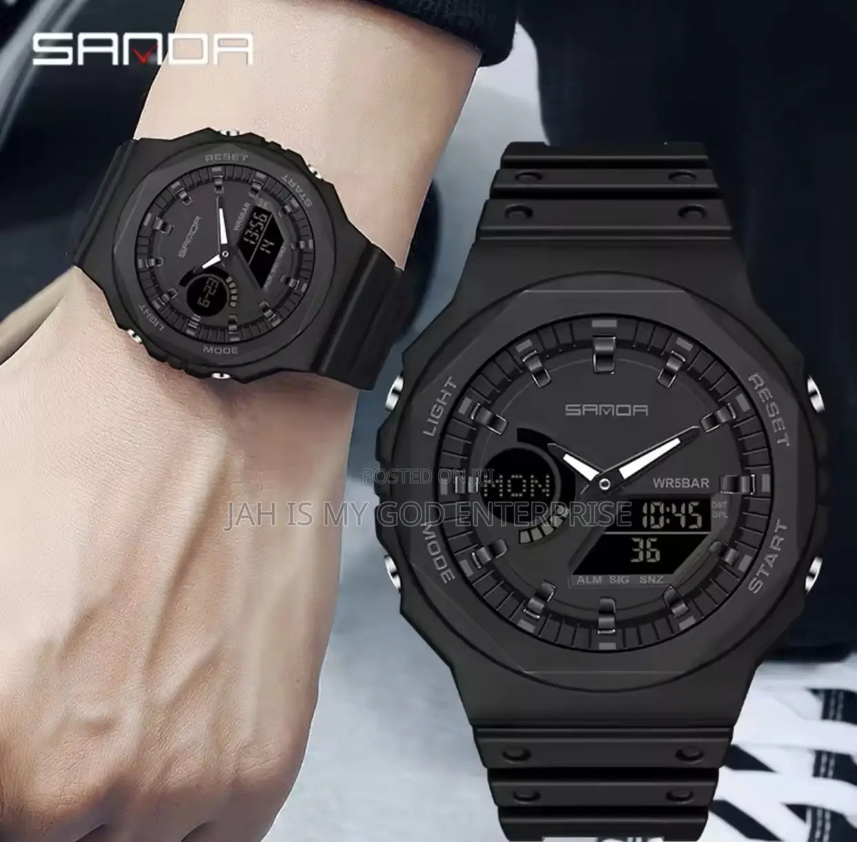 Sanda Men's Relogio Masculino Dual Led Display Waterproof Quartz Watch