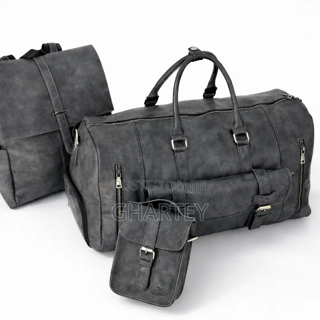 Vintage High Quality 3-Piece Leather Travel Bag Set Available