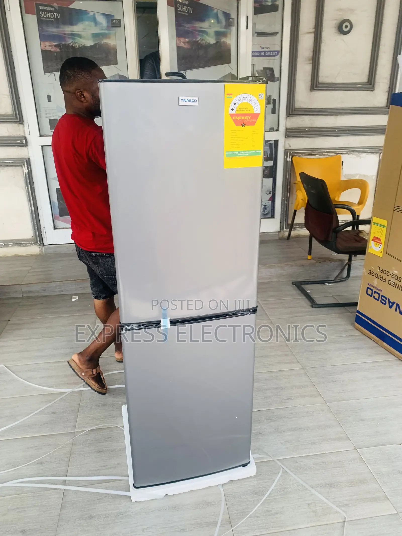 Quality Sleek Dark Grey Fridge Double Door Nasco 158l