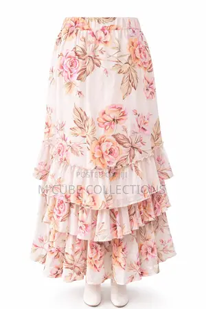 Floral Ruffle-Tier Midi Skirt