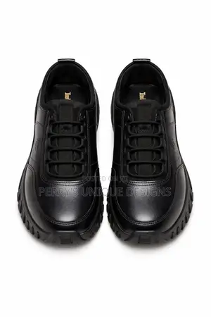Executive Rugged Black Leather Sneakers – Premium Comfort Edition