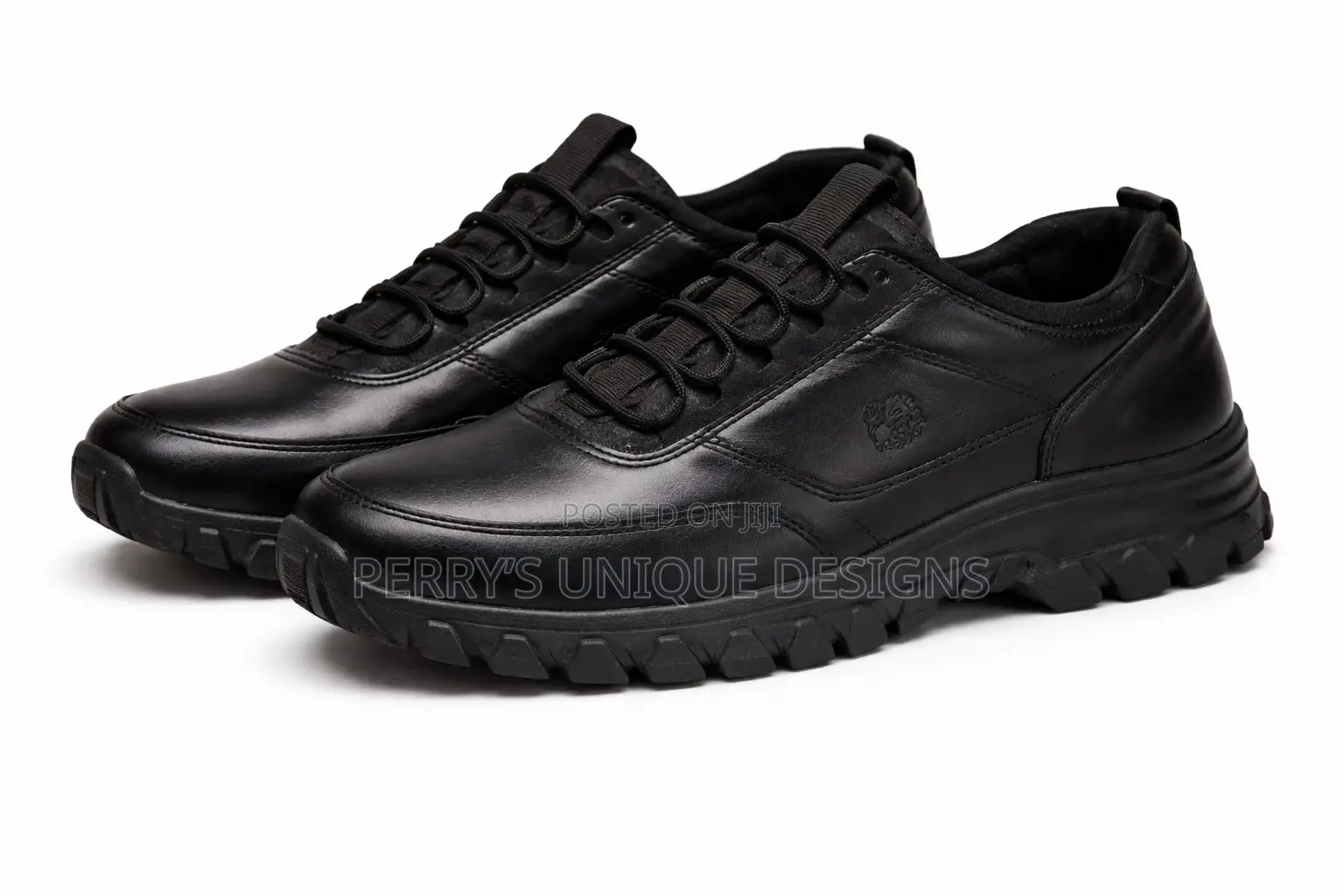 Executive Rugged Black Leather Sneakers – Premium Comfort Edition