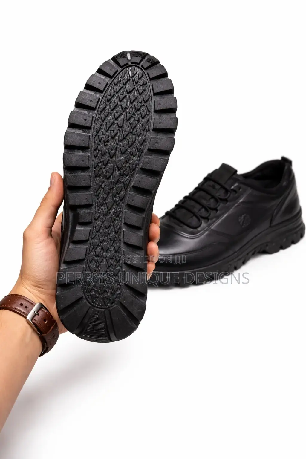 Executive Rugged Black Leather Sneakers – Premium Comfort Edition