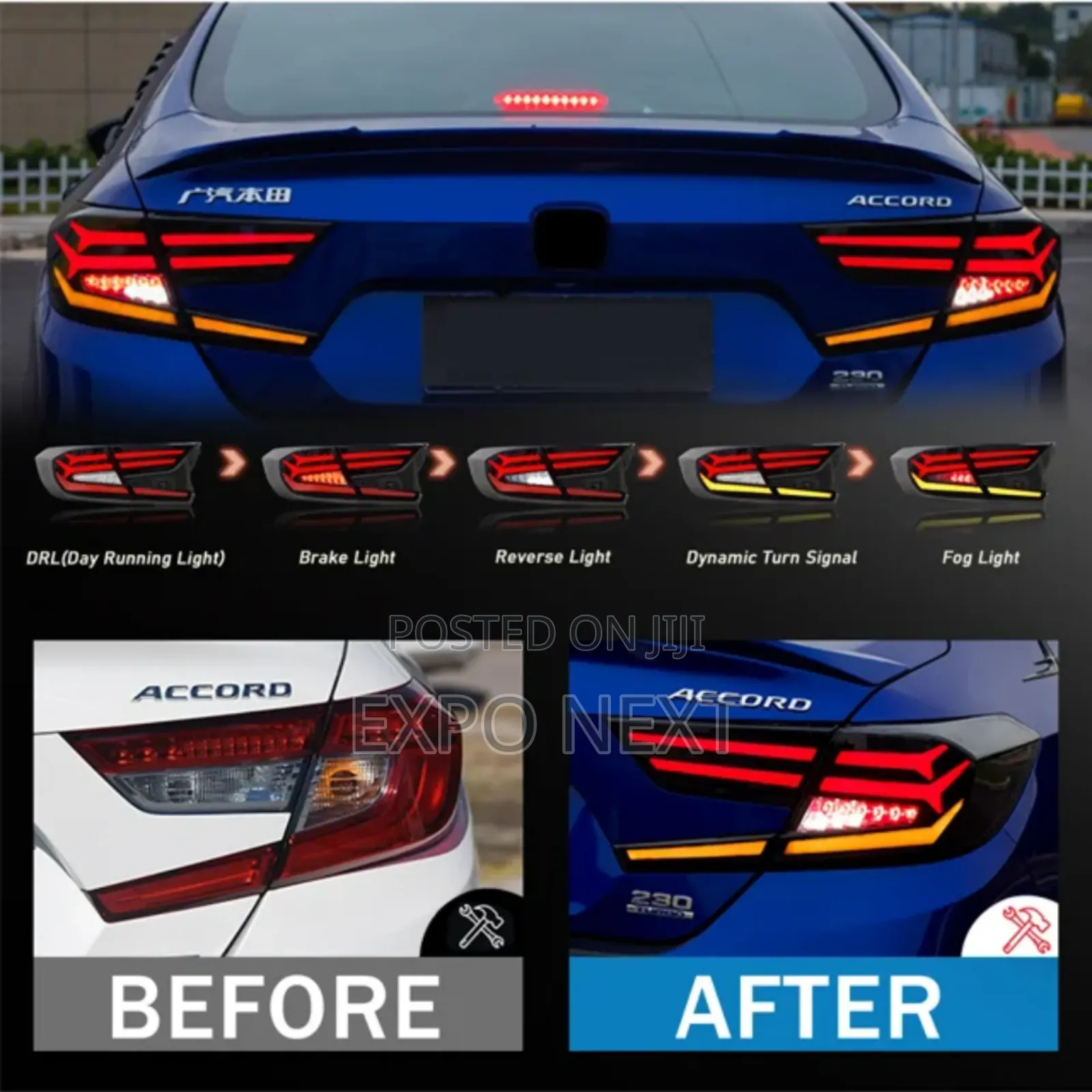 Honda Accord 10th Tail Light For Upgrade Smoke/Tinted 2018-2022