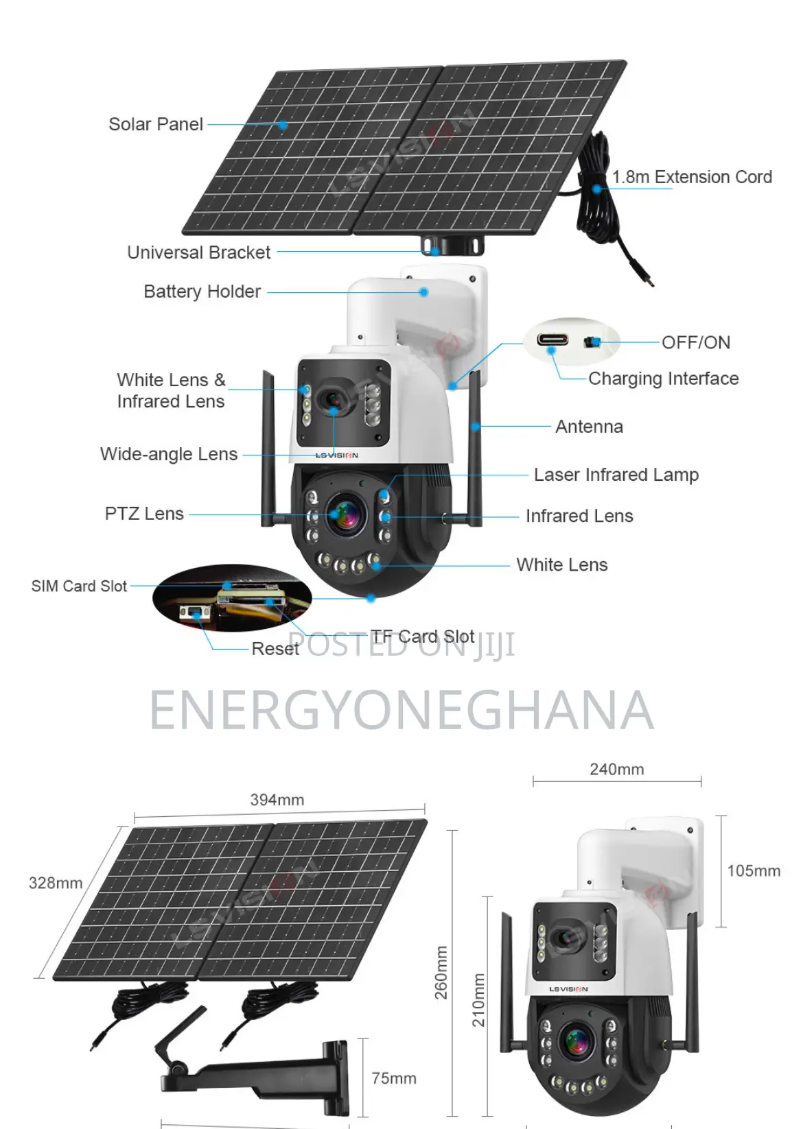 Solar CCTV Camera With Original High Speed 256sd Card or 512sd Card