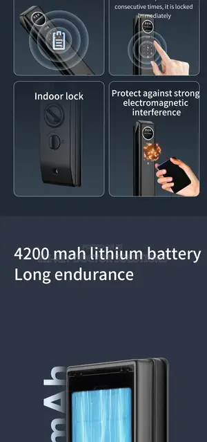 3d Facial Recognition Smart Door Lock With Active Video Calling - Tuya