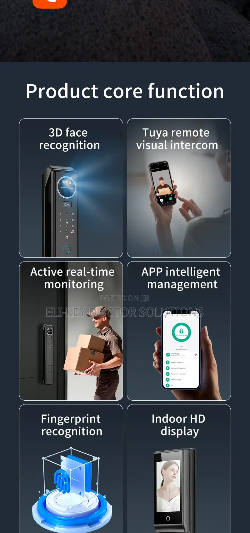 3d Facial Recognition Smart Door Lock With Active Video Calling - Tuya