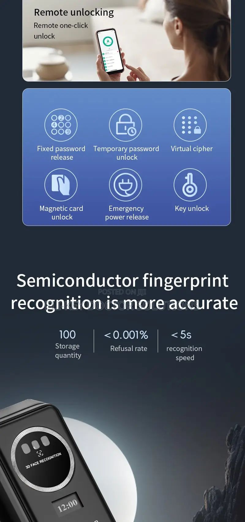 3d Facial Recognition Smart Door Lock With Active Video Calling - Tuya