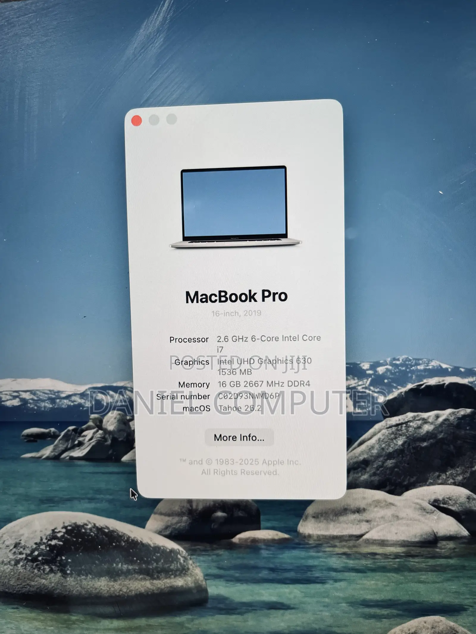 Laptop Apple MacBook Pro 2019 16GB Intel Core i7 SSD 512GB