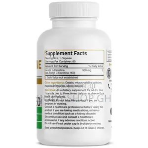 Bronson Acetyl L-Carnitine 500 Mg High Potency Amino Acid 60 Capsules