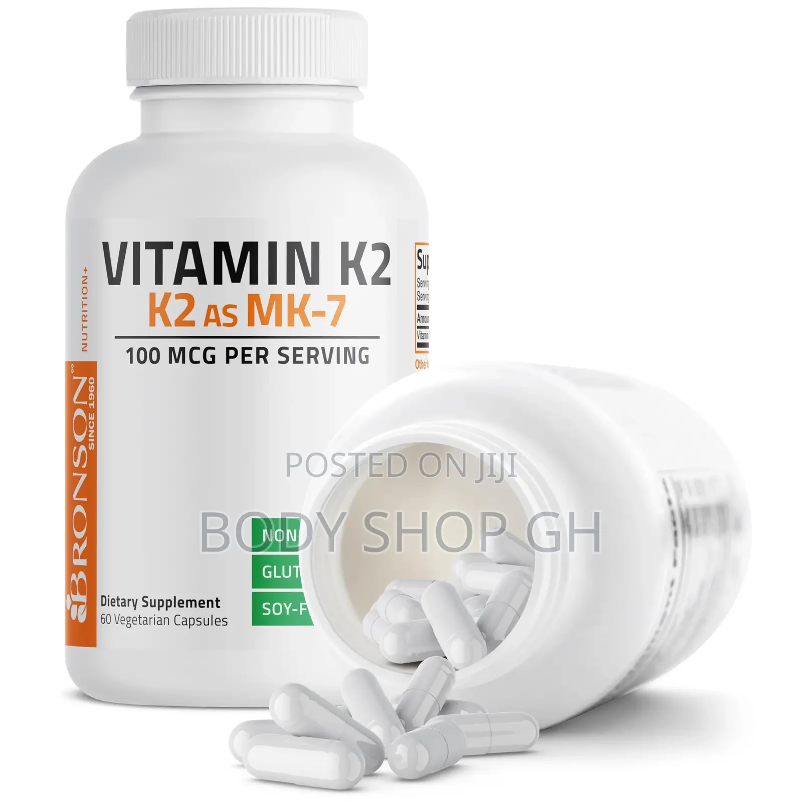 Bronson Vitamin K-2 as Mk-7 Menaquinone 100 MCG Non-Gmo, 60 Capsules