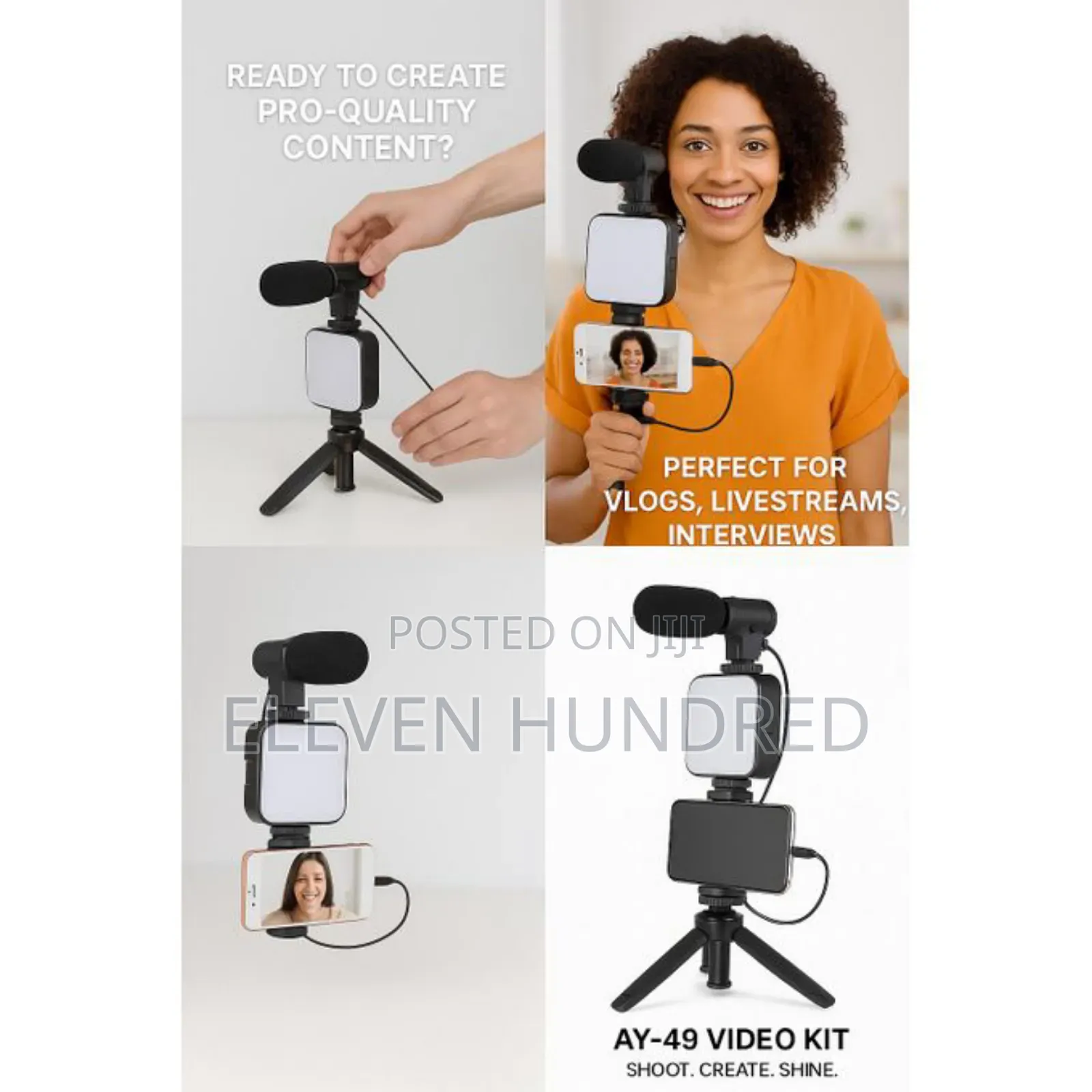 Live Phone Stand /Light/Mic