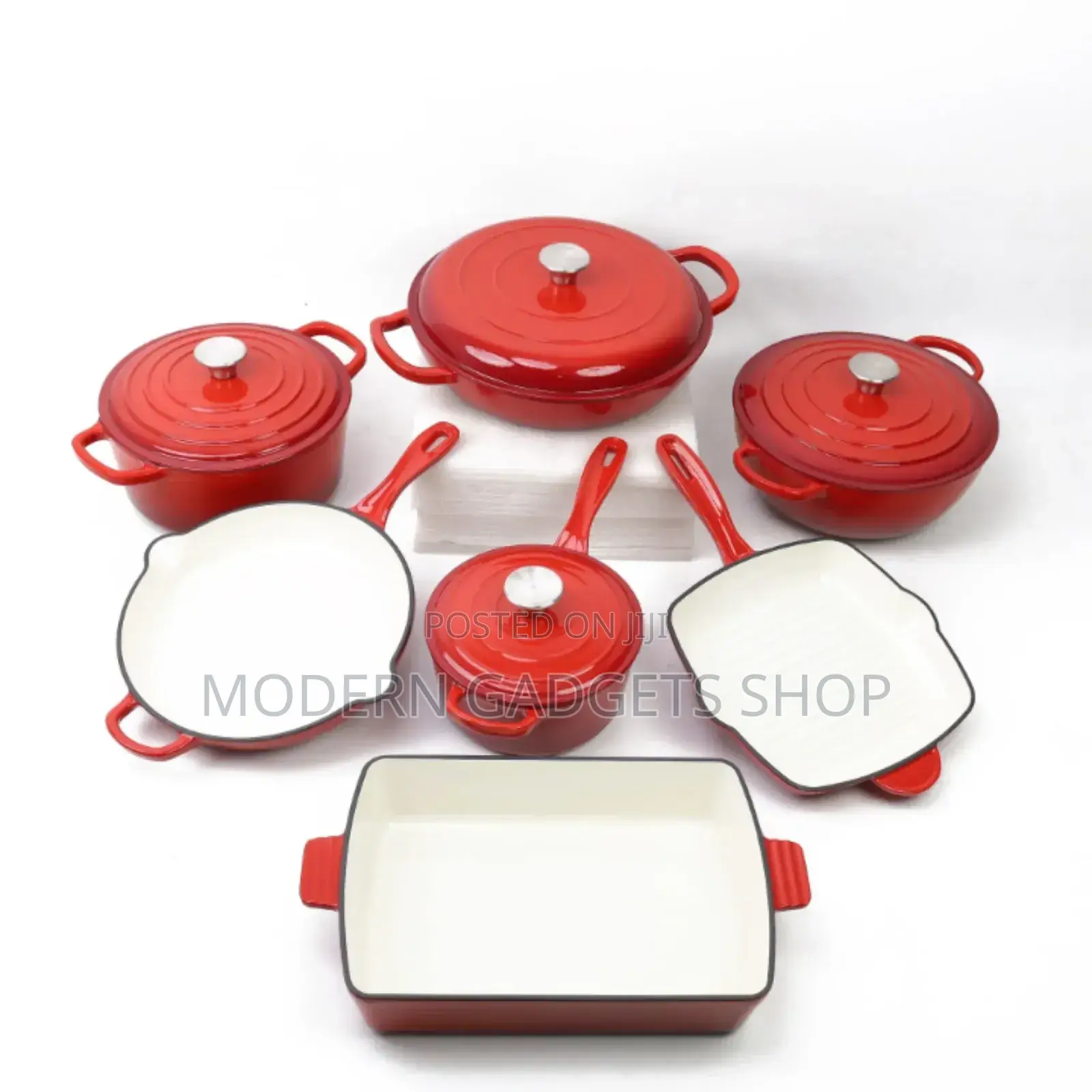7pcs Durable Cast Iron Cookware Set