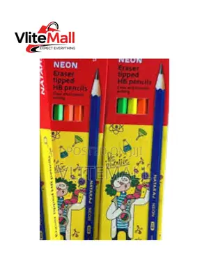 12 Nataraj Neon Eraser-Tipped Hb Pencils