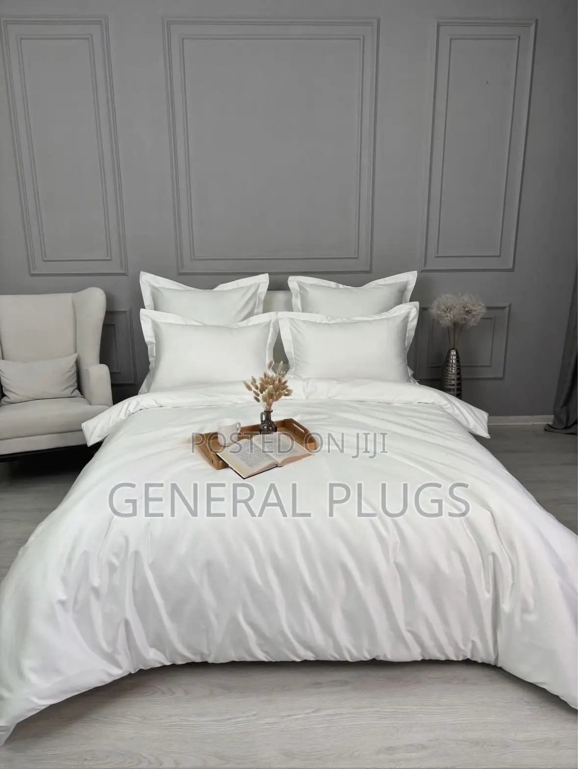 Premium White Bedding Solution;White Stripped Duvet Cover Only