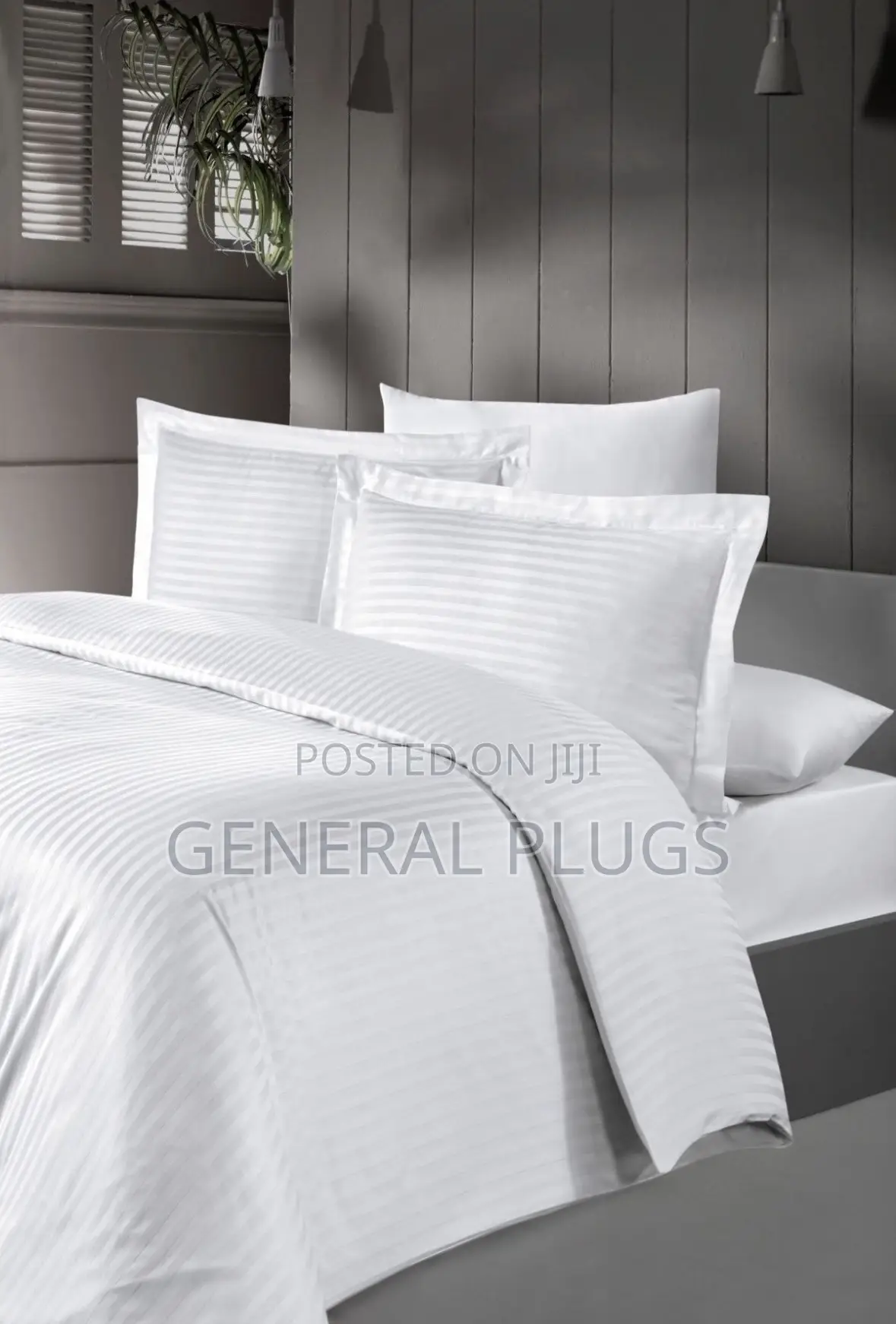 Premium Sleep For Guest ; White Stripped Duvet Cover Only
