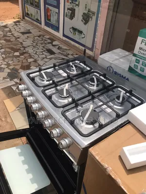Stainless Steel Pearl Auto Ignition 6 Gas Burner Stove Oven And Grill
