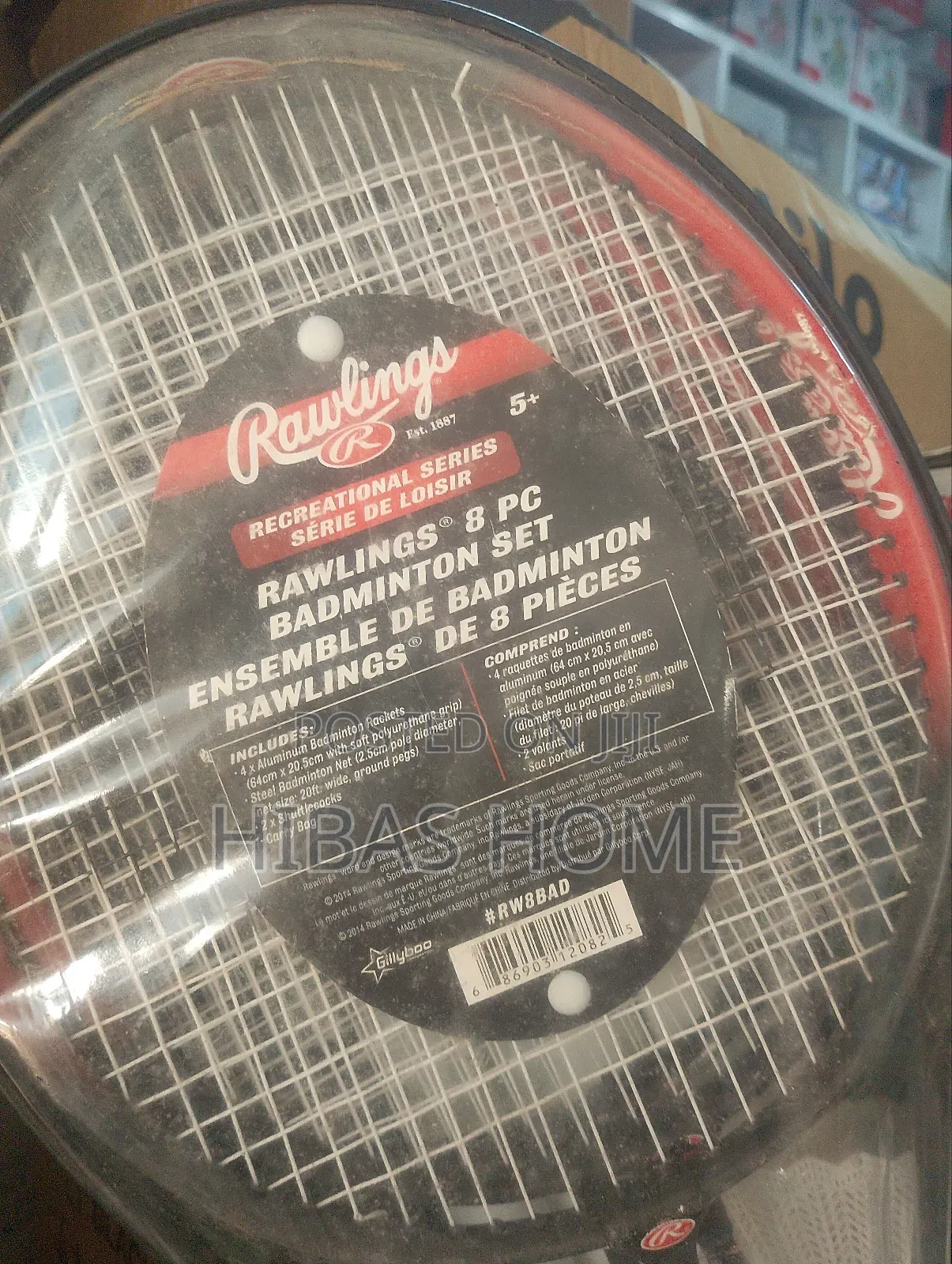 Rawlings 8pcs Badminton Set 4 Racket,20ft Steel Net,2 Shuttlecocks,Bag