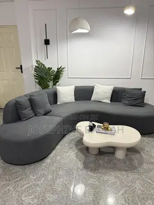 Curved L-Shape Foreign Sofa Made With Lamb Fleece Fabric.