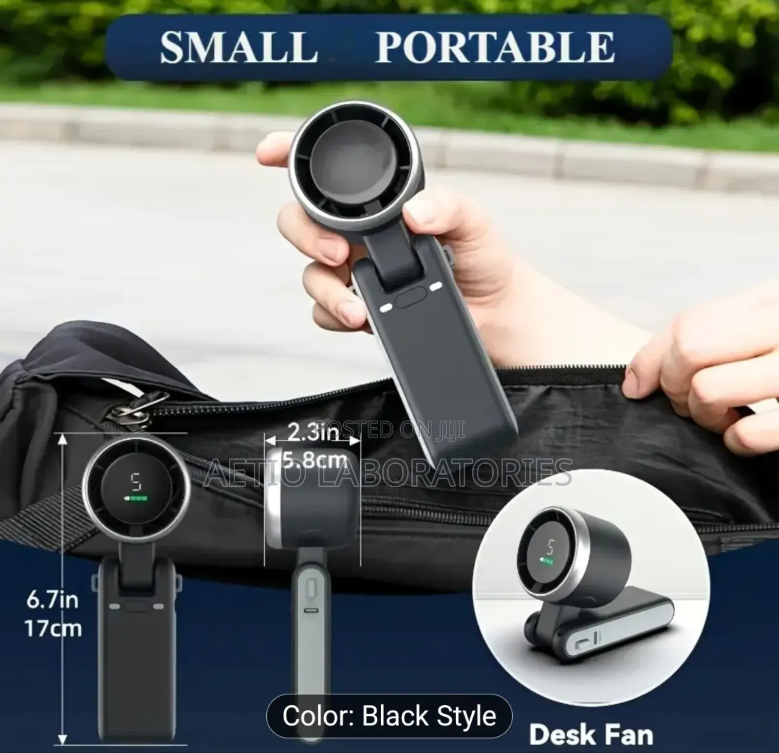 Portable Handheld Foldable 5-Speed Turbo Fan With Led Smart Display.