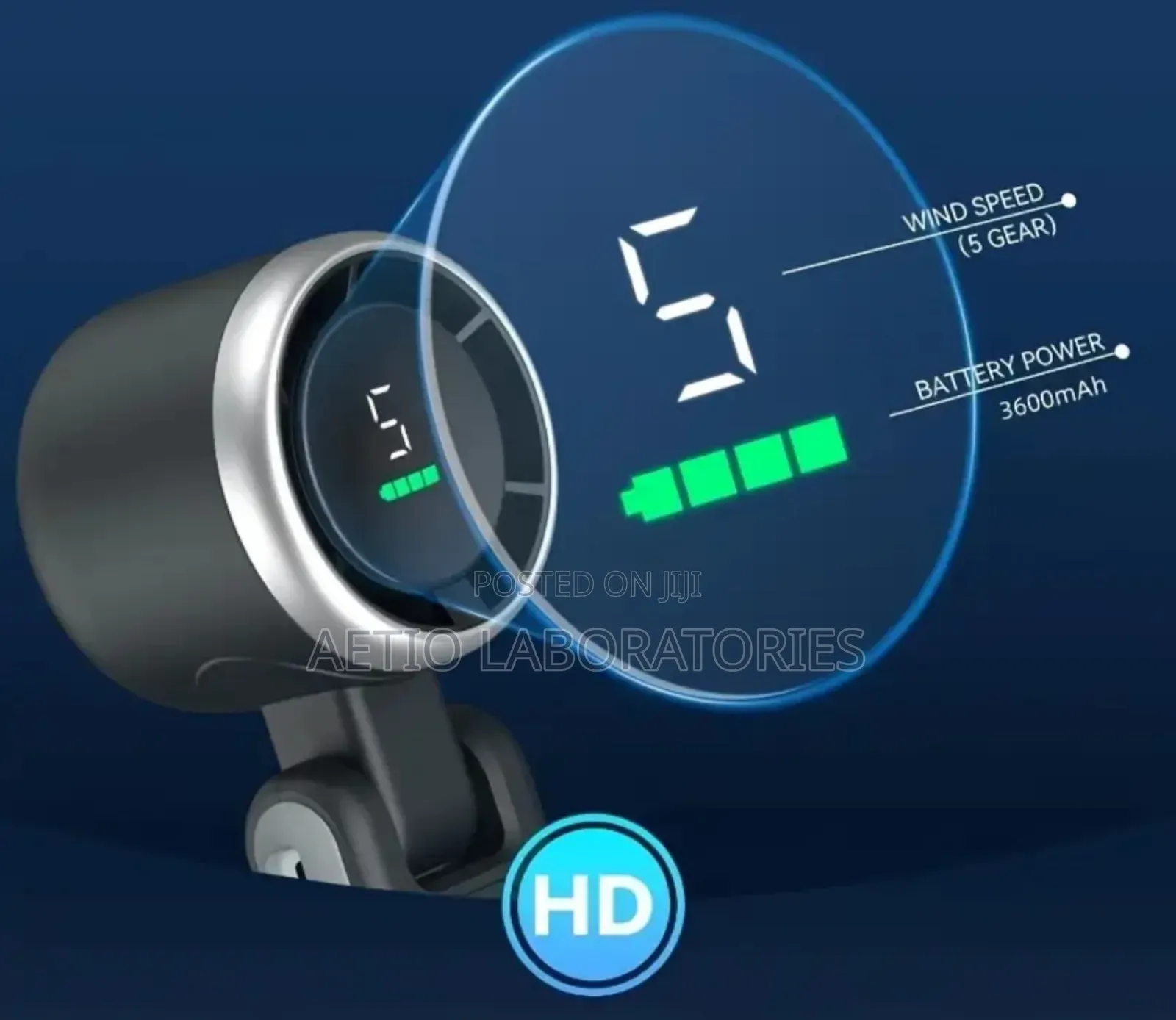 Portable Handheld Foldable 5-Speed Turbo Fan With Led Smart Display.