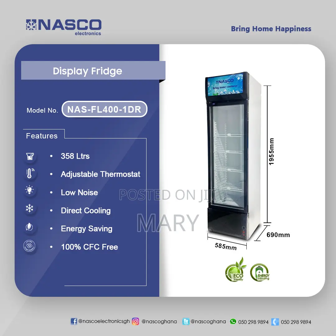 Nasco 358liters Display Fridge Nas-Fl400 358 Liters