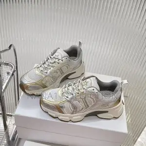 Dior Chrono Sneakers “White Mesh With Silver And Gold—Tone Leather