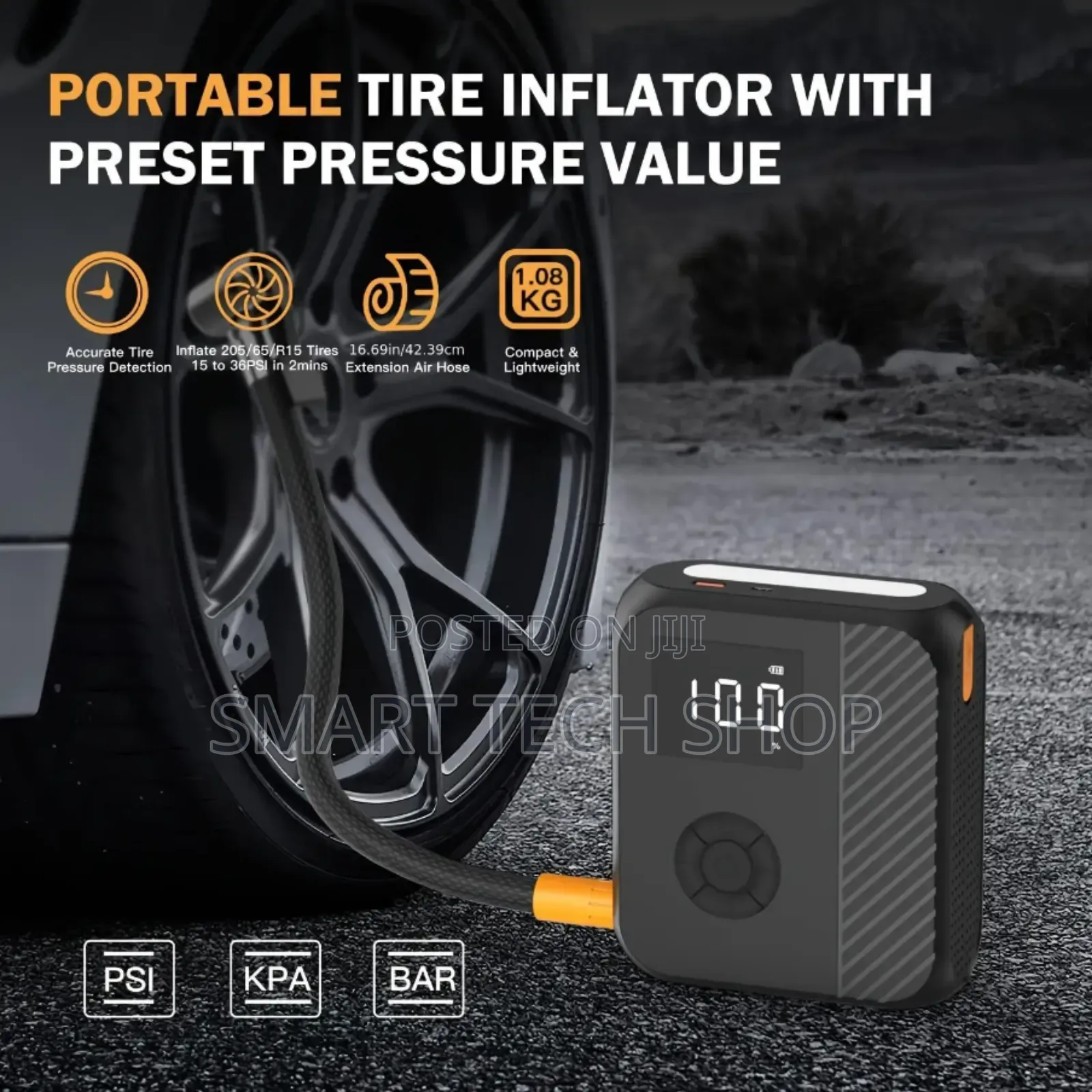 Multifunctional Portable Car Jump Starter and Tire Inflator,