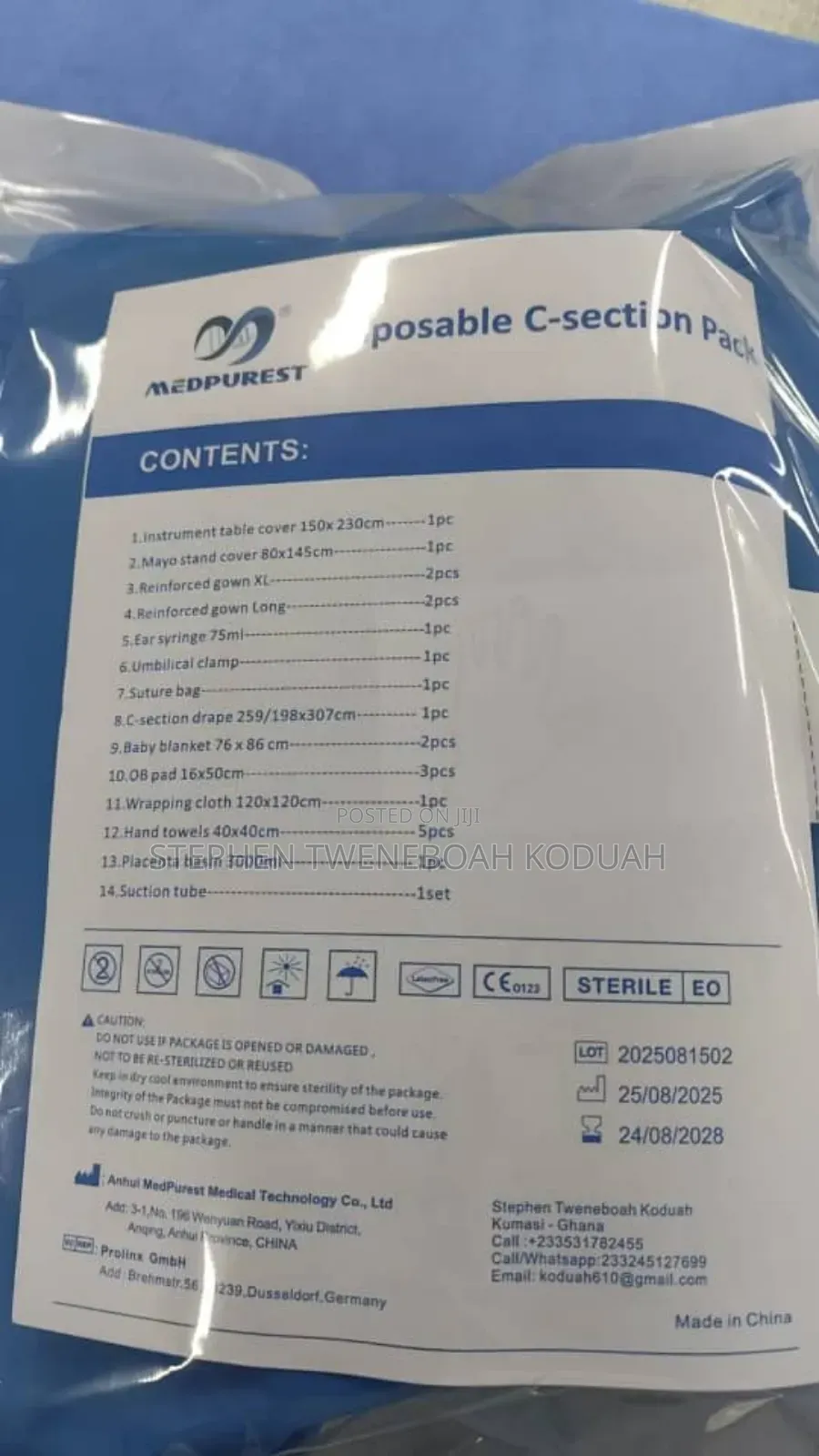 Disposable Laparotomy Pack and Disposable C-Section Pack