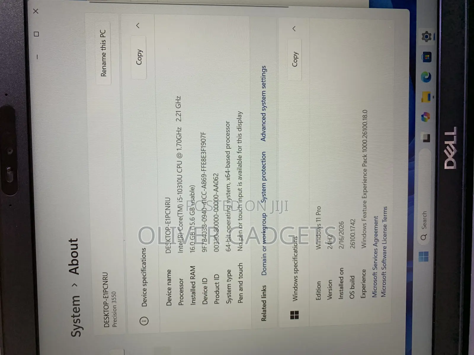Laptop Dell Precision 3550 16GB Intel Core i5 SSD 256GB