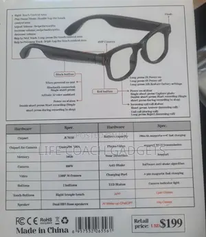 Aimb-g1 Bluetooth Voice Control Smart Glasses W/8mp, 1080p Camera