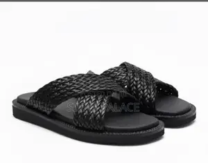 Black Weaved Slippers