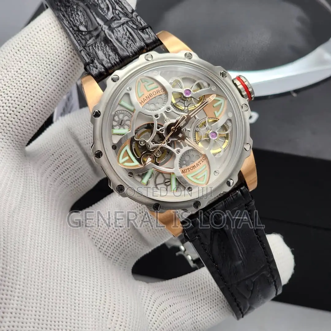 Hanboro Men's Automatic Skeleton Mechanical Watch