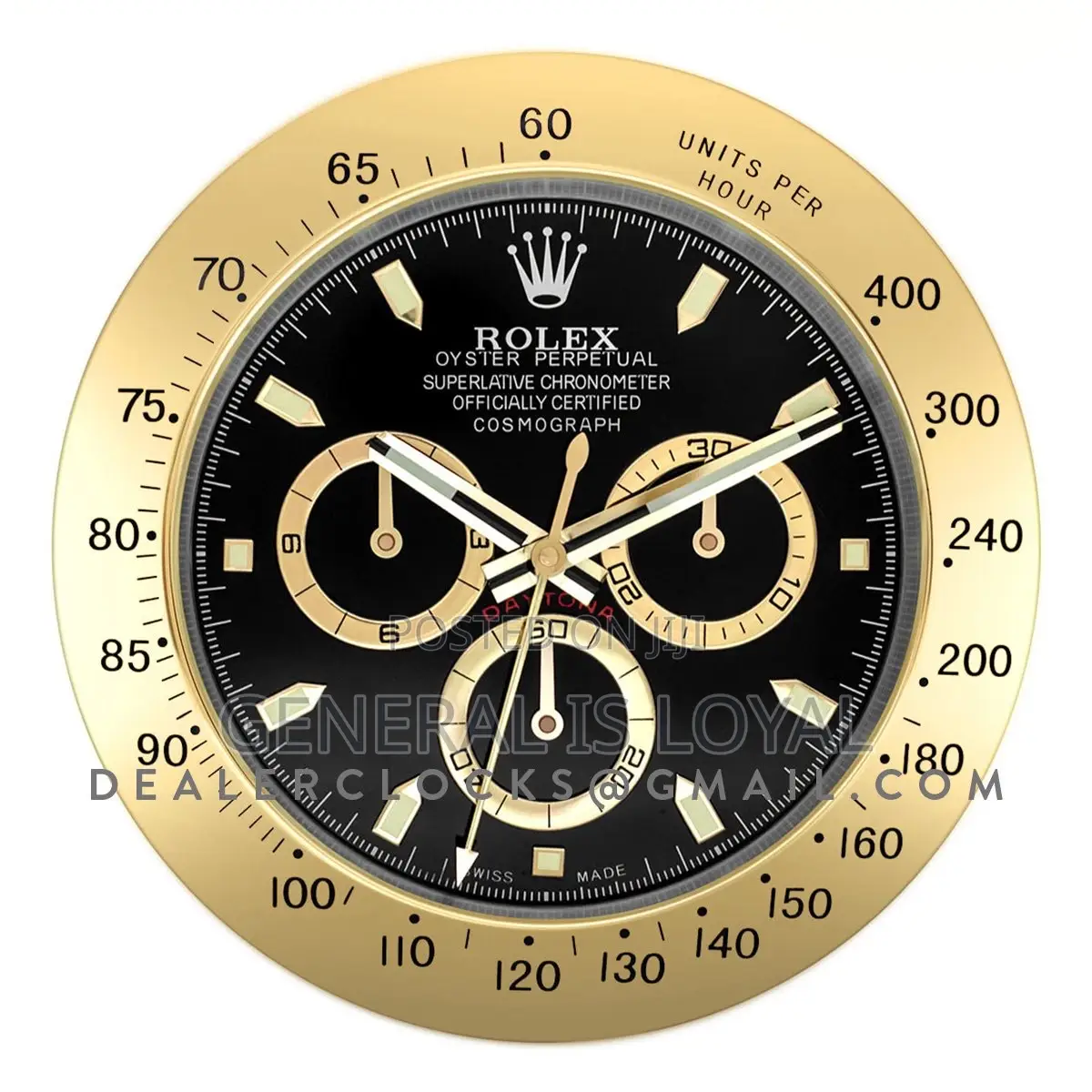 Rolex Wall Clock Daytona Black-gold Panda Edition