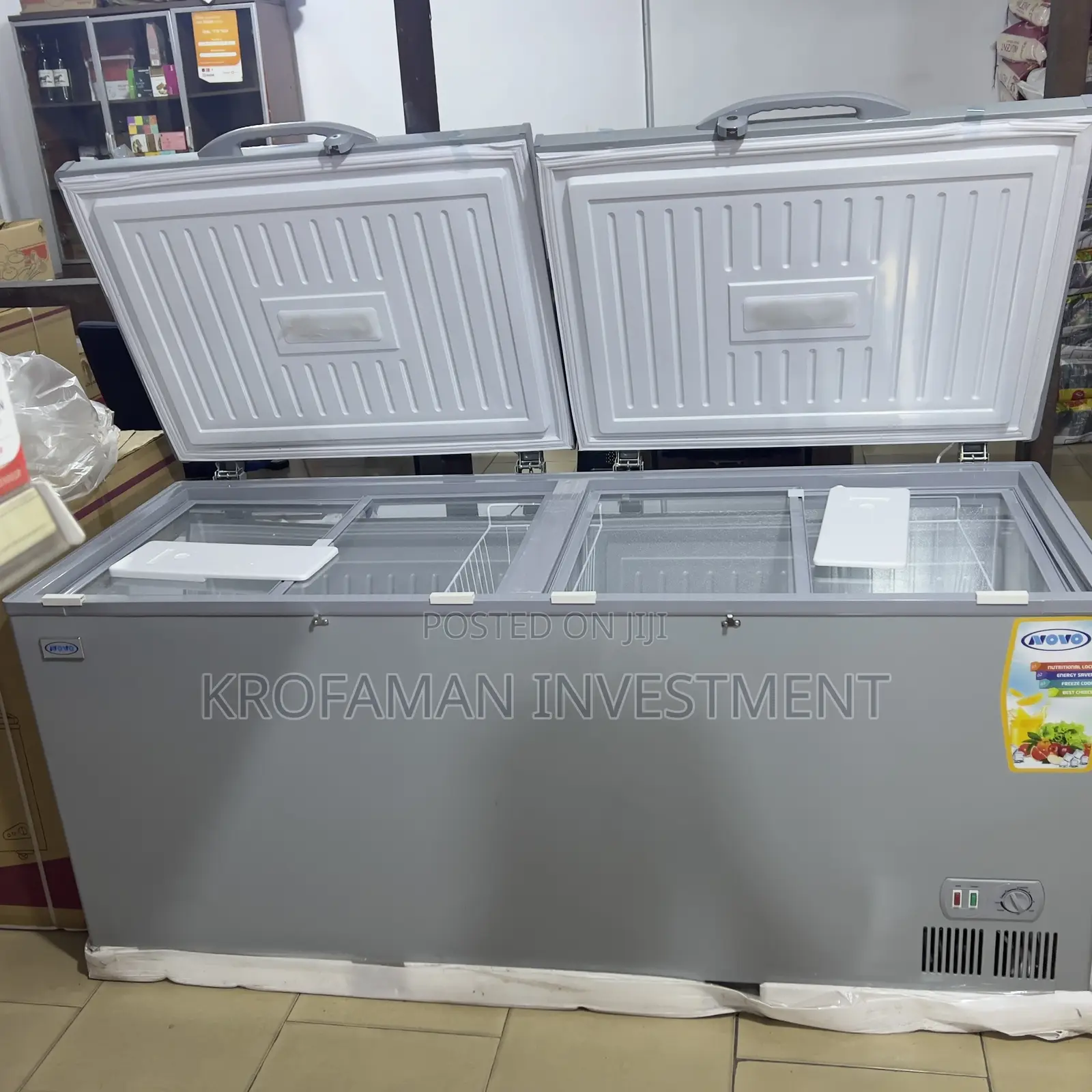 Novo 608litres Double Door Chest Freezer Nv-608cf