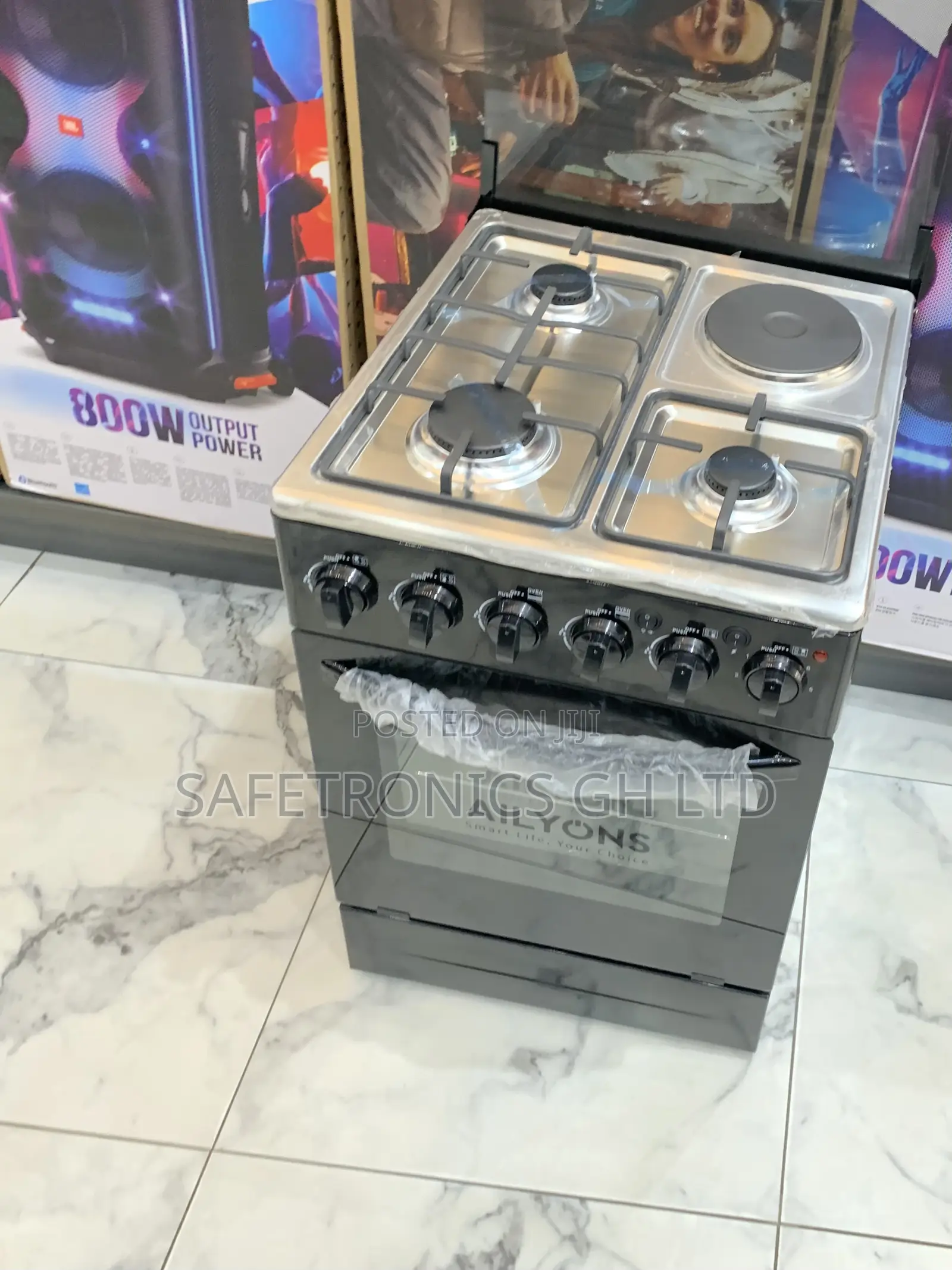 Get Genuine Black 50x50 3 Gas 1 Electric Ailyons Grill Cooker