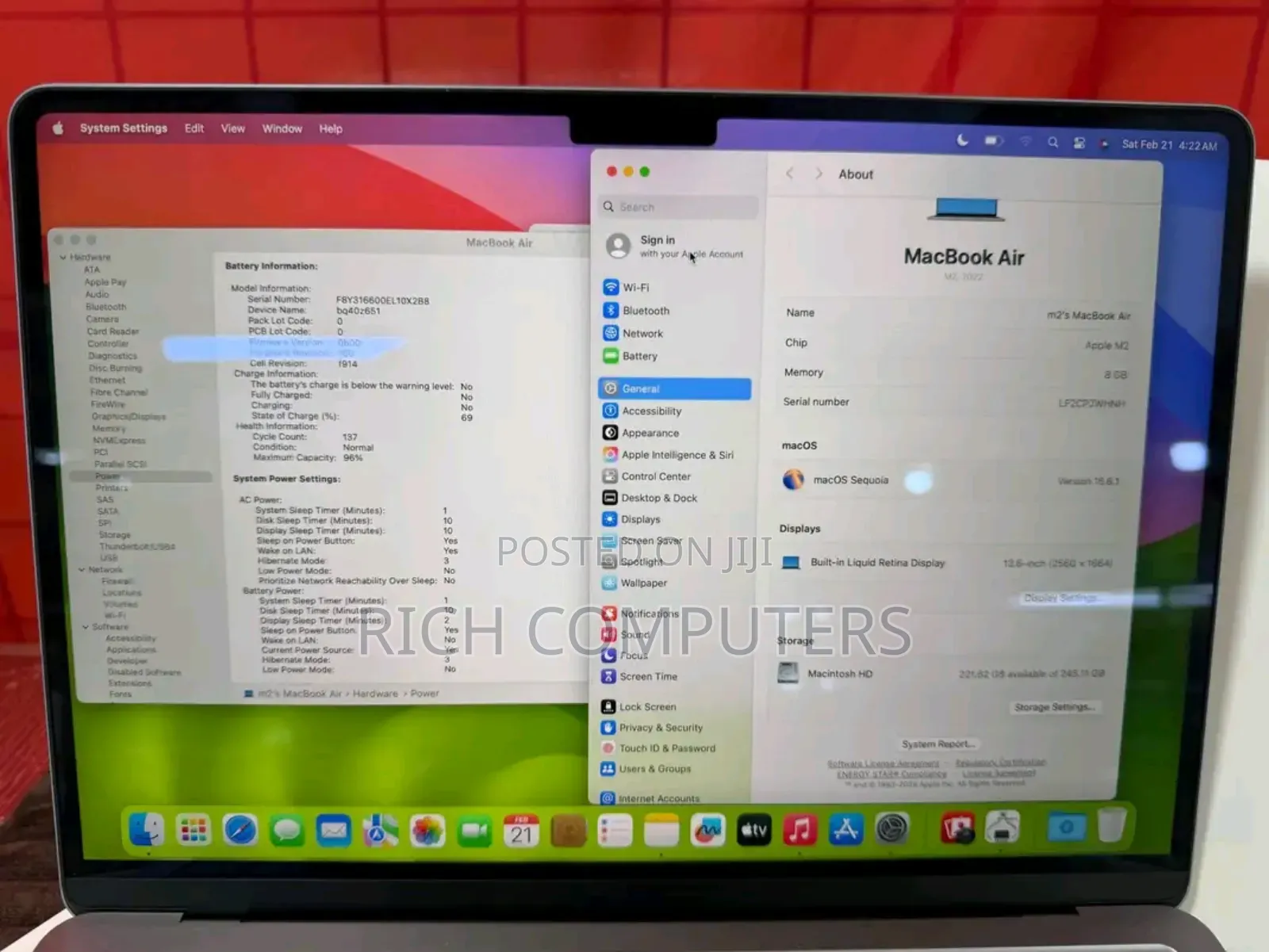 New Laptop Apple MacBook Air 2022 M2 8GB Apple M2 SSD 256GB