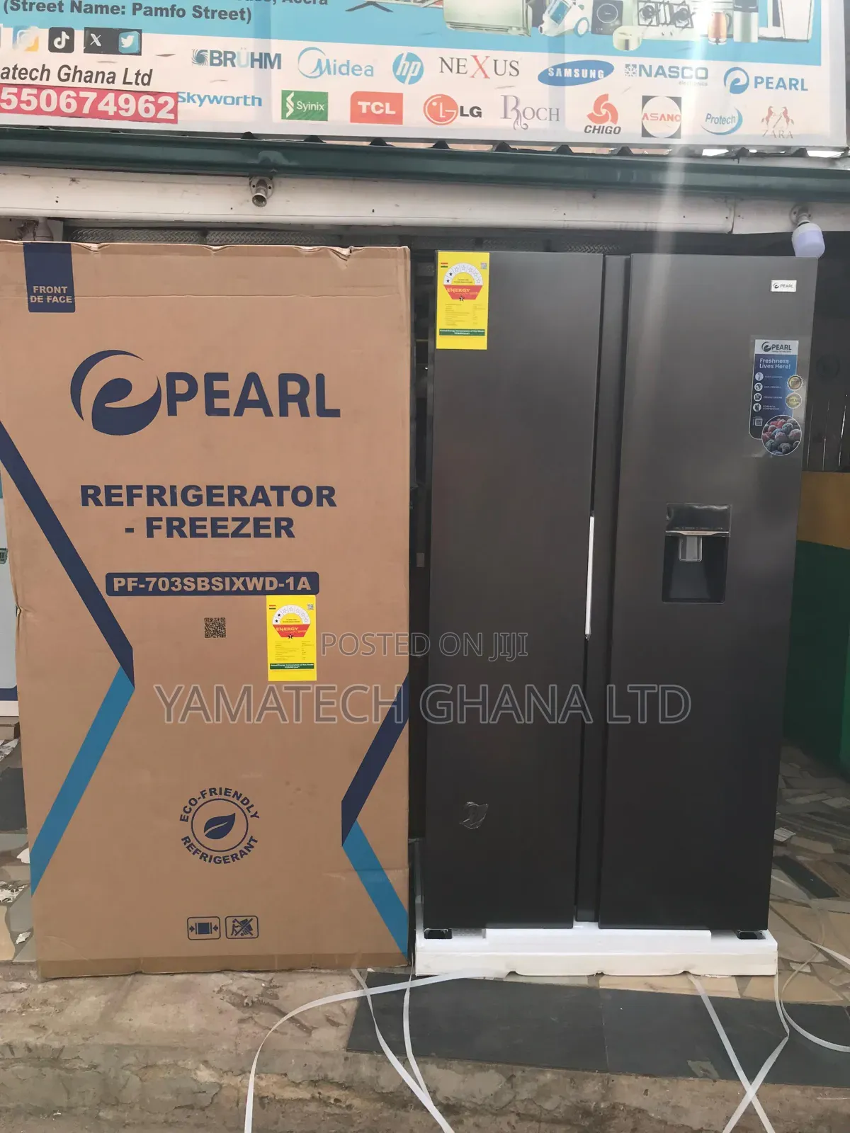 Pearl 436l Side By Side Fridge With Dispenser ( Pf-703sbsixwd-1a)