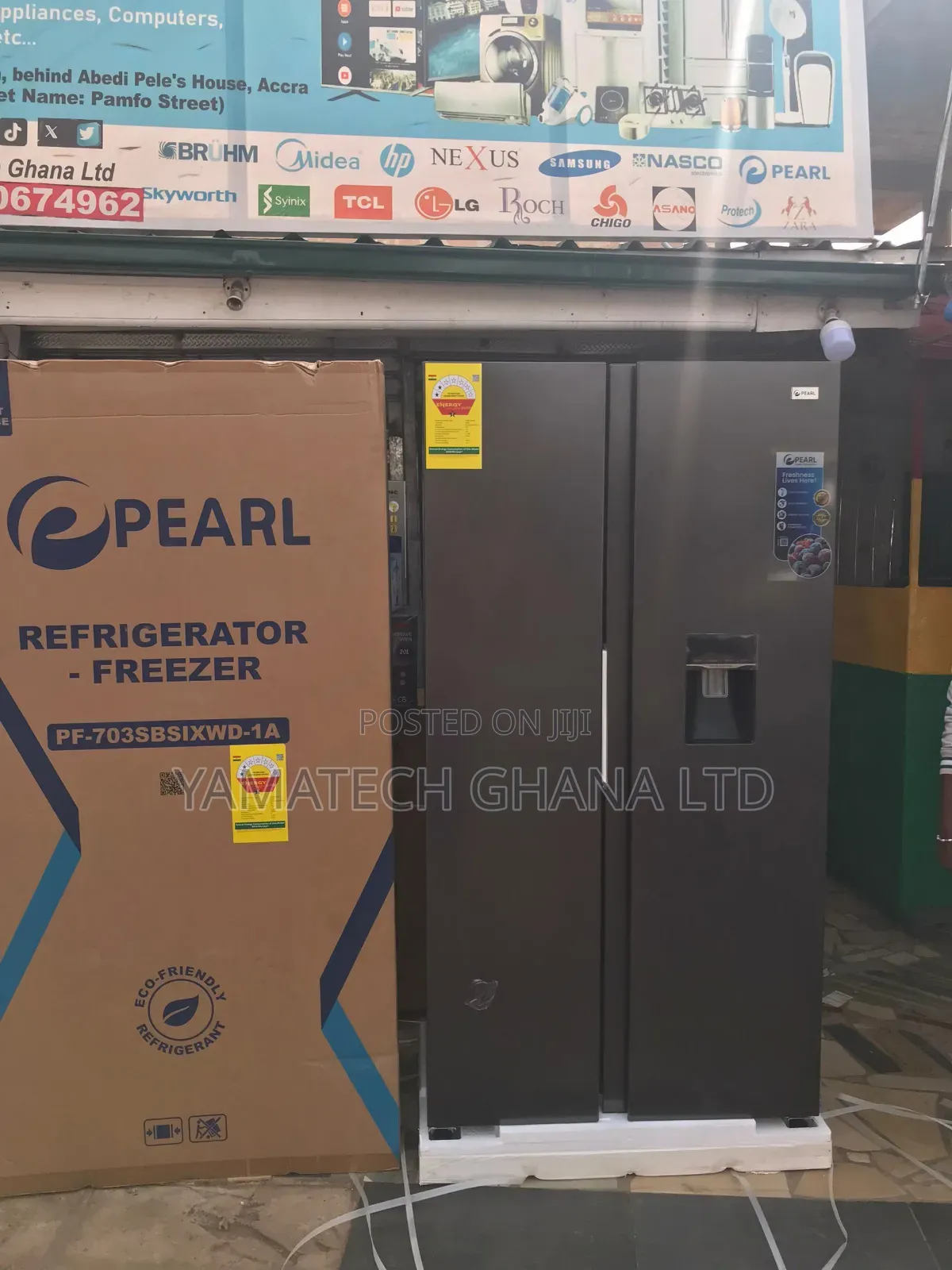 Pearl 436l Side By Side Fridge With Dispenser ( Pf-703sbsixwd-1a)