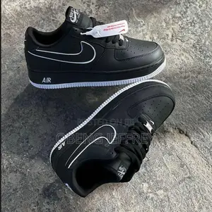 Original Airforce 1 07 Black, White Swoosh Outline