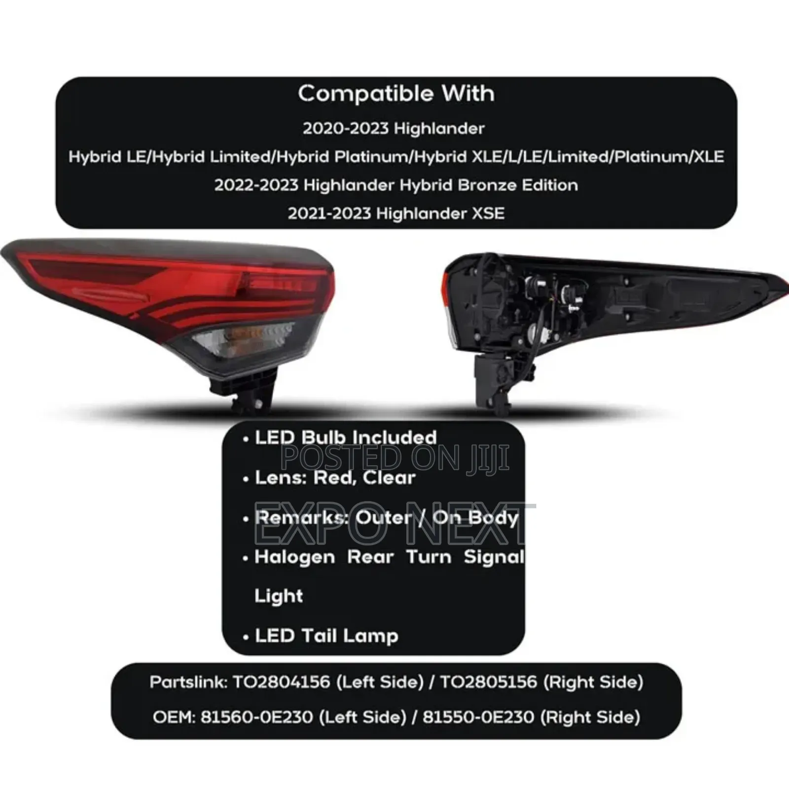 2020-2023 Highlander Taillights Halogen