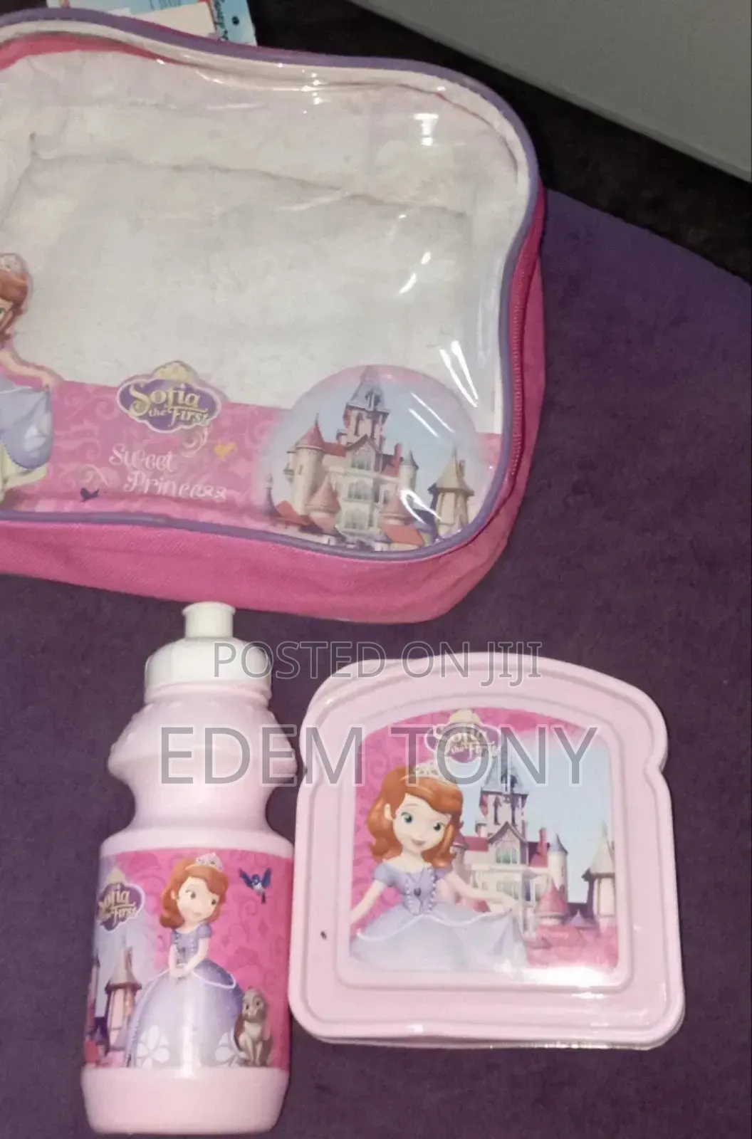Sofia the First 3-Piece Lunch Bag, Bottle, and Sandwich Box Set