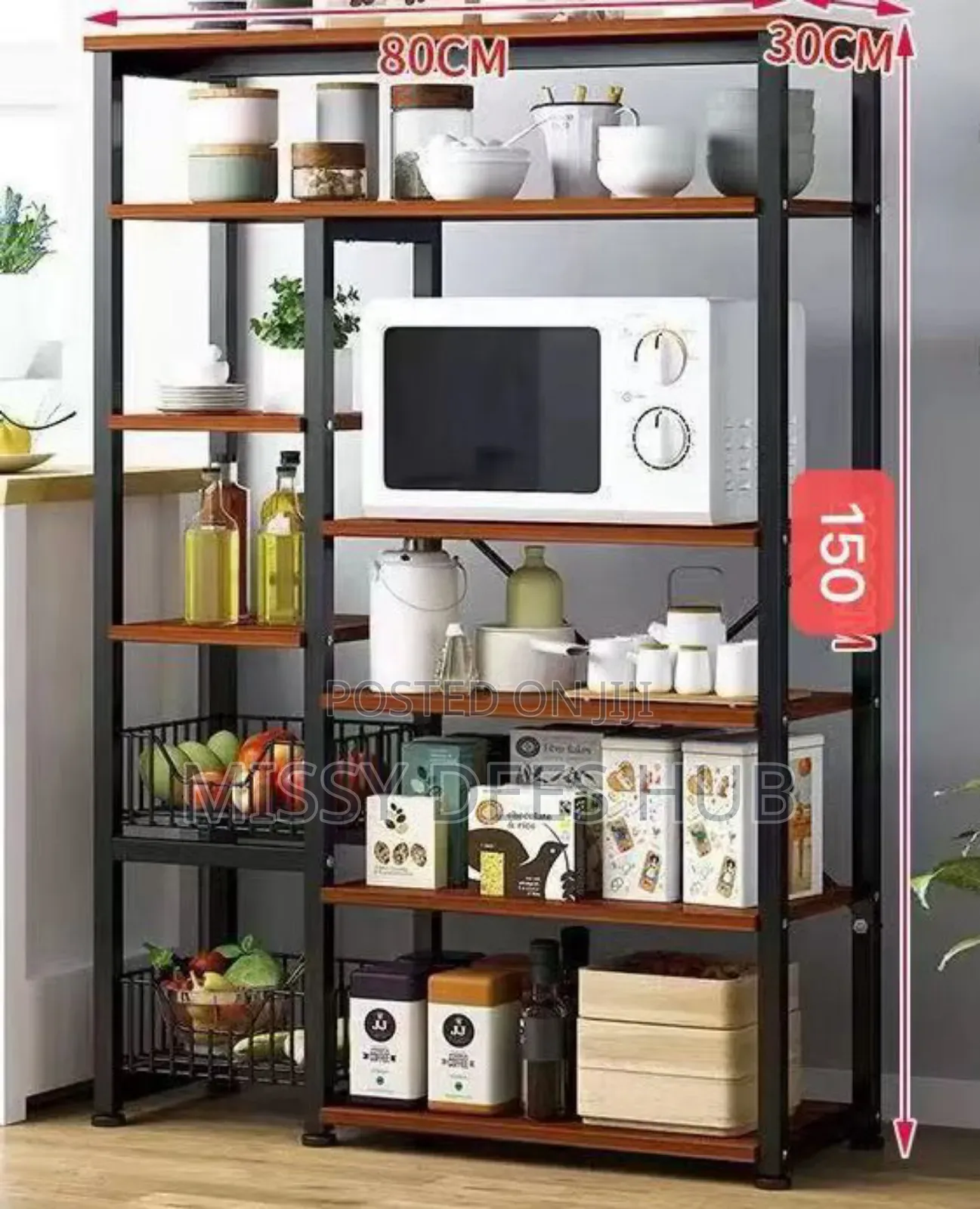 New Durable 5 Tier Storage Rack With Two Wire Baskets