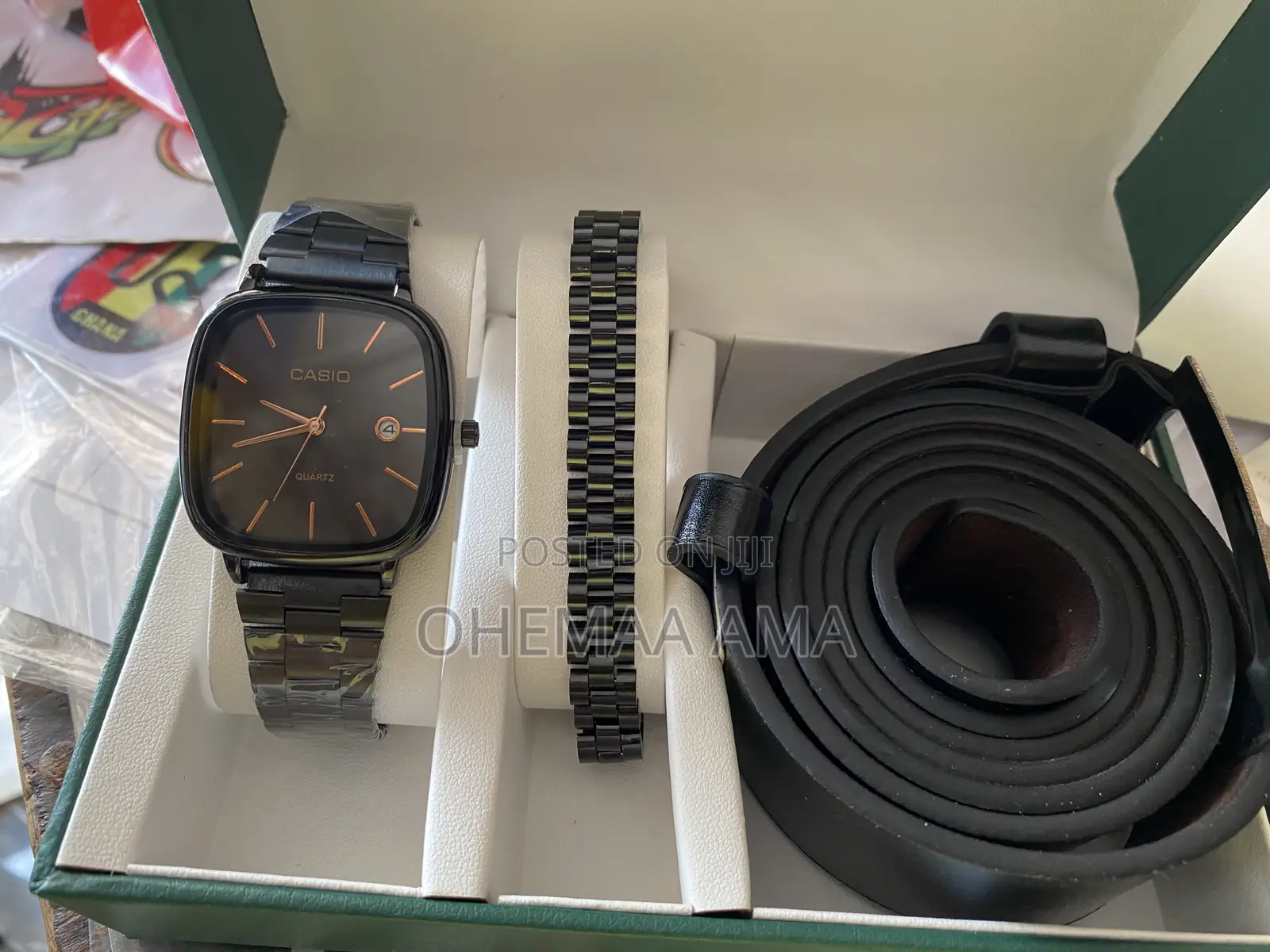 Black Casio Watch With Bracelet and Belt