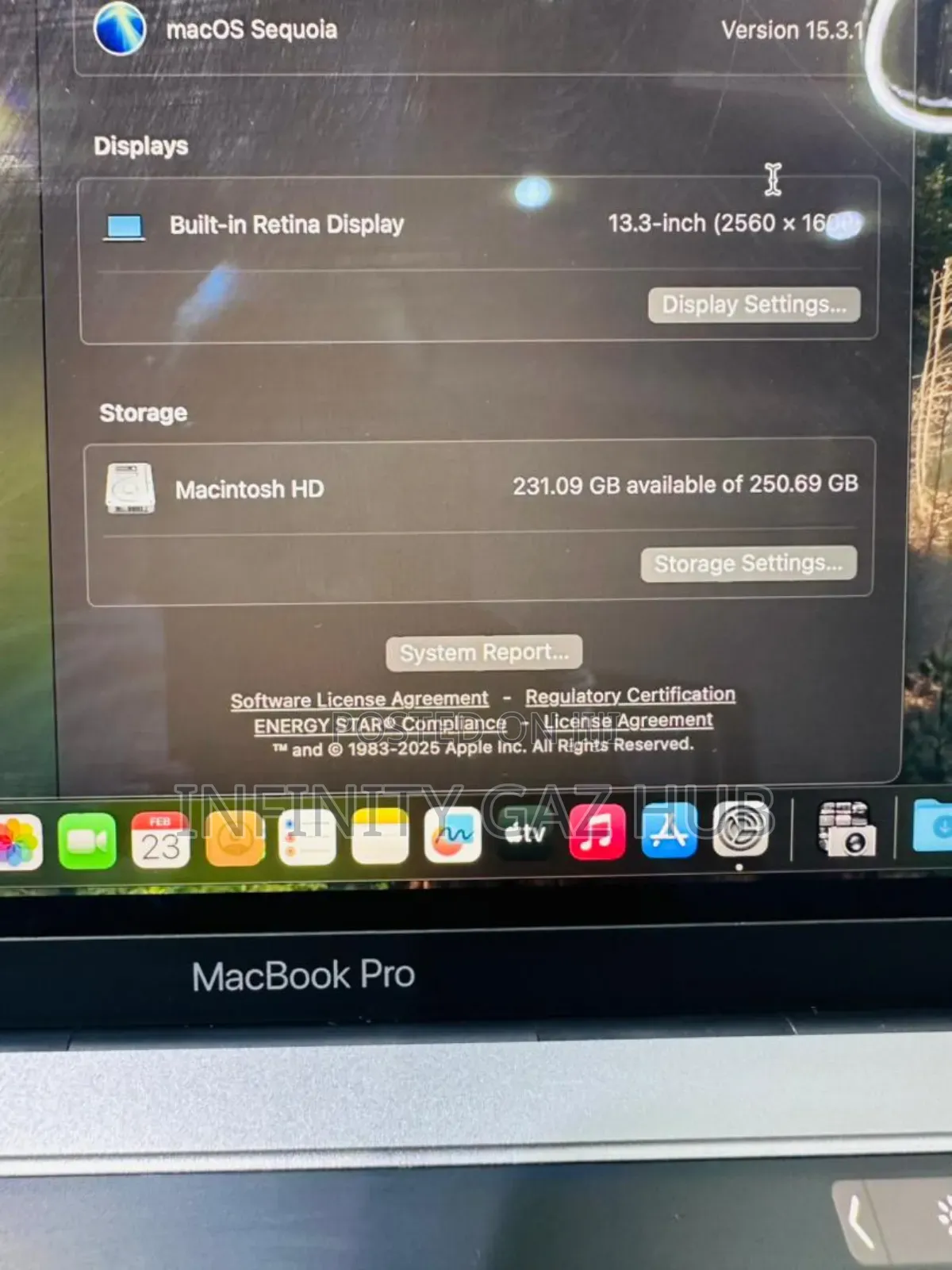 Laptop Apple MacBook Pro 2019 8GB Intel Core i5 SSHD (Hybrid) 256GB